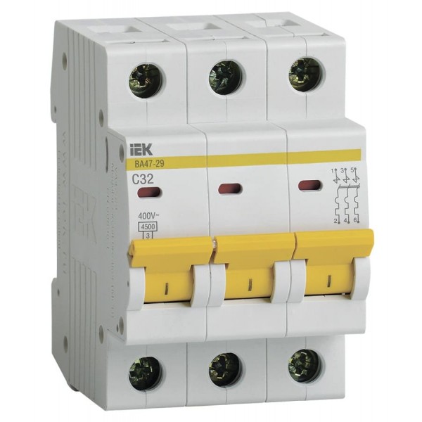 Автоматический выключатель IEK BA47-29 3P 32A 4.5кА MVA20-3-032-C